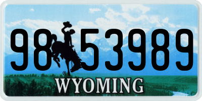 WY license plate 9853989