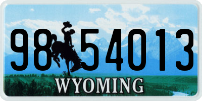 WY license plate 9854013