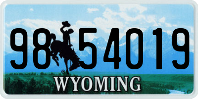 WY license plate 9854019