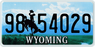 WY license plate 9854029