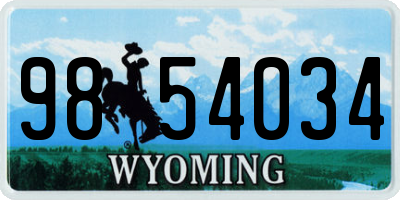 WY license plate 9854034
