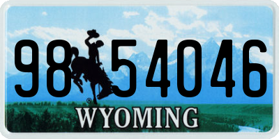 WY license plate 9854046