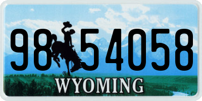 WY license plate 9854058