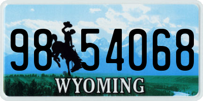 WY license plate 9854068