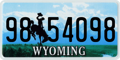 WY license plate 9854098