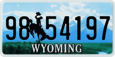 WY license plate 9854197