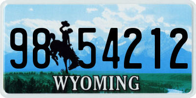 WY license plate 9854212