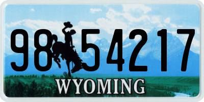 WY license plate 9854217