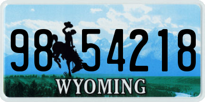 WY license plate 9854218