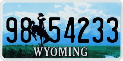 WY license plate 9854233