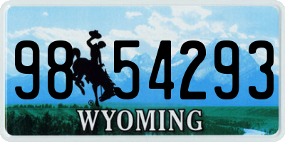 WY license plate 9854293