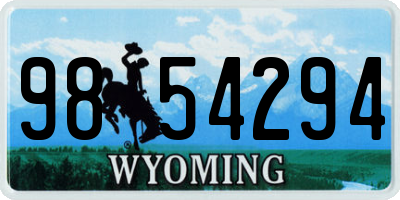 WY license plate 9854294