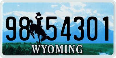 WY license plate 9854301