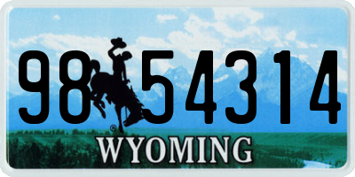 WY license plate 9854314