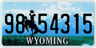 WY license plate 9854315