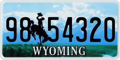 WY license plate 9854320