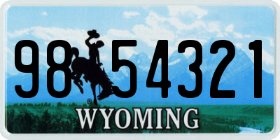 WY license plate 9854321