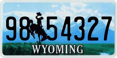 WY license plate 9854327