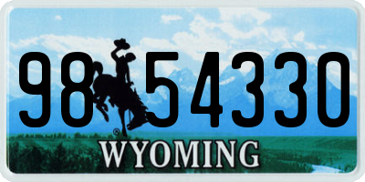 WY license plate 9854330