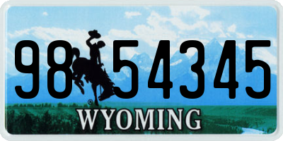 WY license plate 9854345