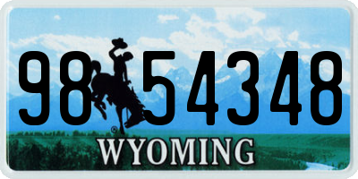 WY license plate 9854348