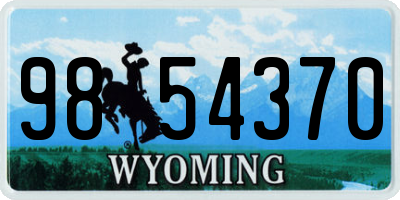 WY license plate 9854370