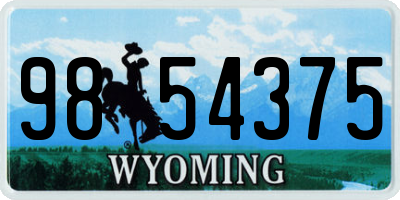 WY license plate 9854375