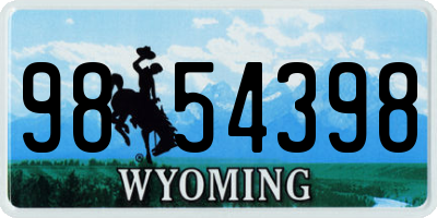 WY license plate 9854398