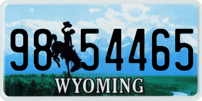 WY license plate 9854465
