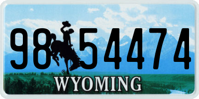 WY license plate 9854474