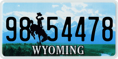 WY license plate 9854478