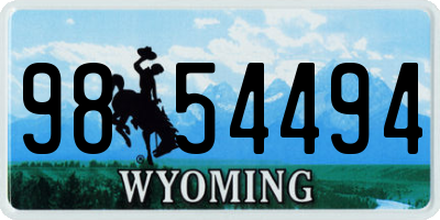 WY license plate 9854494