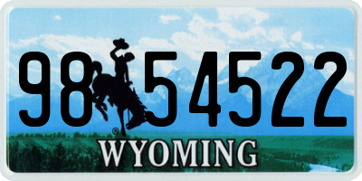 WY license plate 9854522