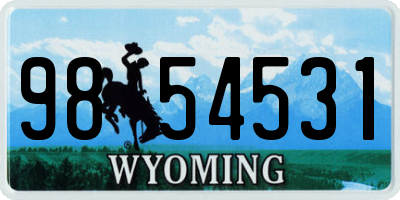 WY license plate 9854531