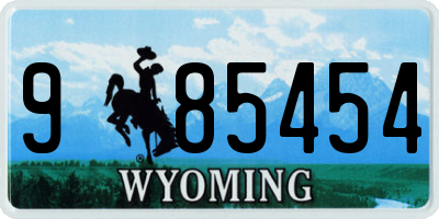 WY license plate 985454