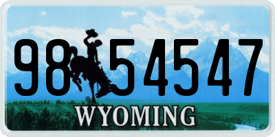 WY license plate 9854547