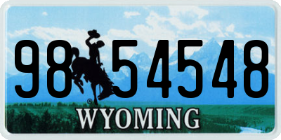 WY license plate 9854548