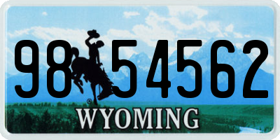 WY license plate 9854562