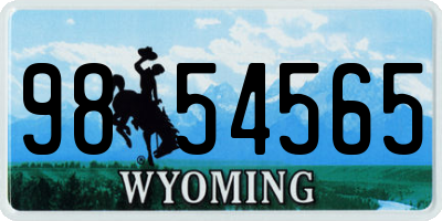 WY license plate 9854565