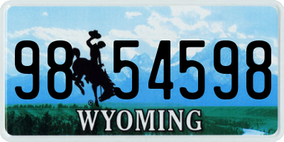 WY license plate 9854598