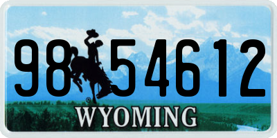 WY license plate 9854612