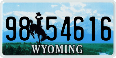 WY license plate 9854616