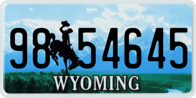 WY license plate 9854645
