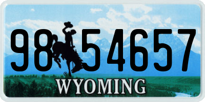 WY license plate 9854657