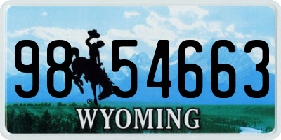 WY license plate 9854663