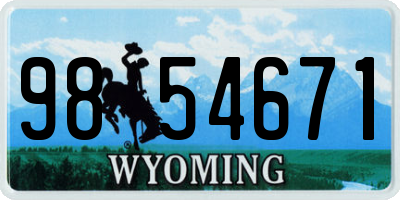 WY license plate 9854671
