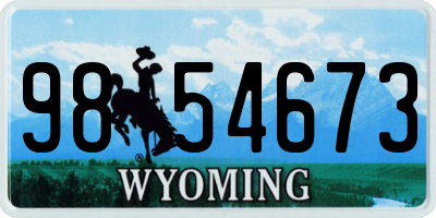 WY license plate 9854673