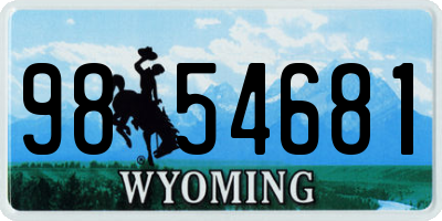 WY license plate 9854681
