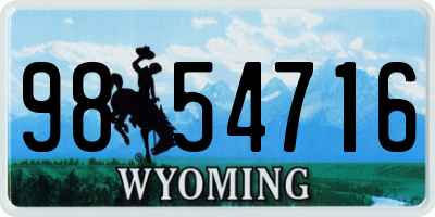 WY license plate 9854716