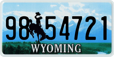 WY license plate 9854721
